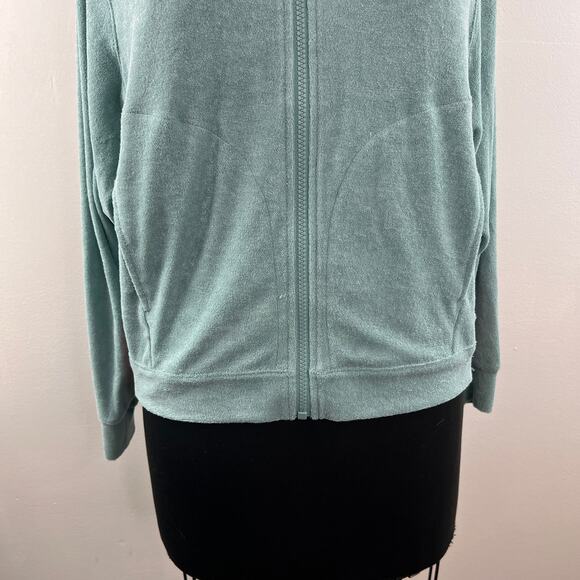 UNIQLO Tomas Maier Green Orange Hoodie Stripe Stretch Pocket Full Zip Sz Large L - Picture 3 of 9